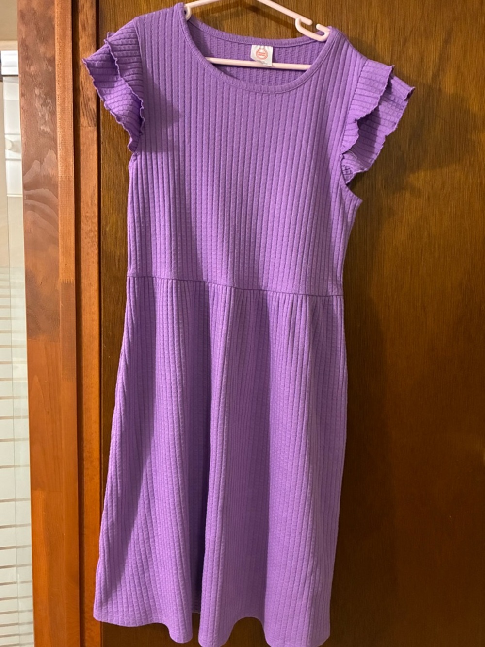 Wonder Nation Texture Ruffle Dress Girls with pockets in Purple